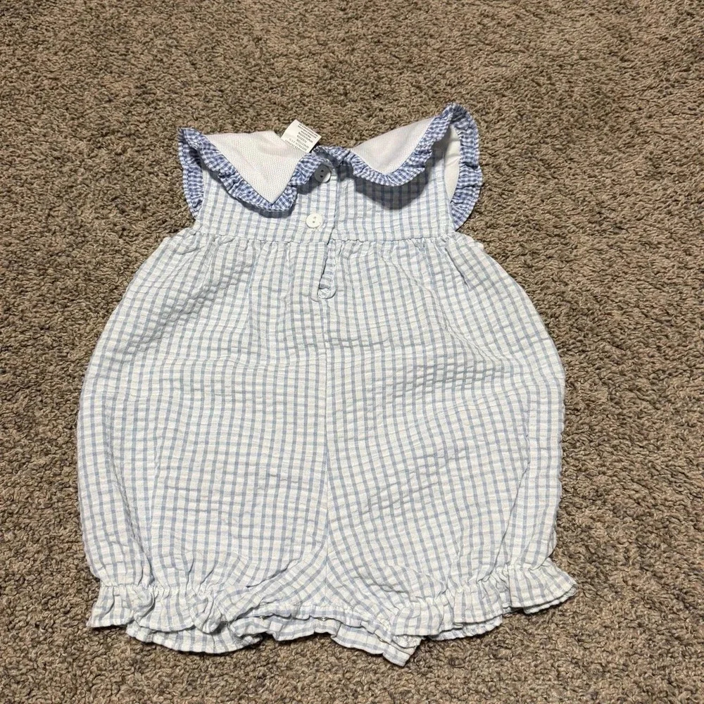 Vintage WeeFolks Baby Girl Romper 6/9M Strawberry Gingham Ruffle Bubble